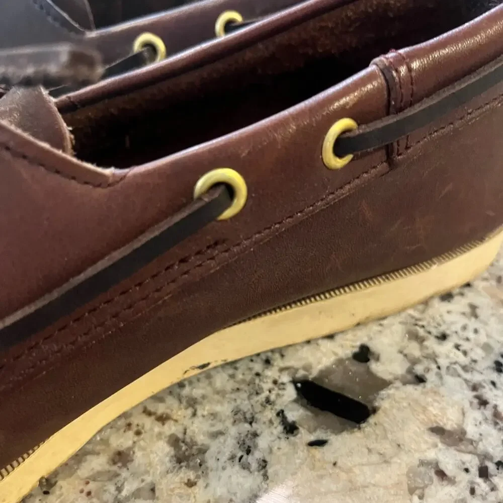 Vtg Levi’s Brown Leather Deck Loafer Slip On Preppy Old Money Boat Shoe Mens 8